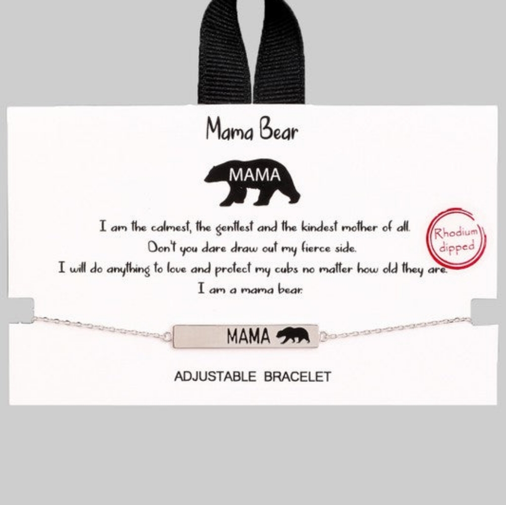 New Mama Bear Adjustable Bar Bracelet